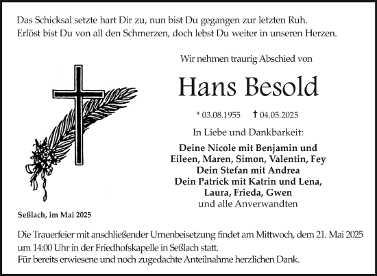 Traueranzeige von Hans Besold von Neue Presse Coburg