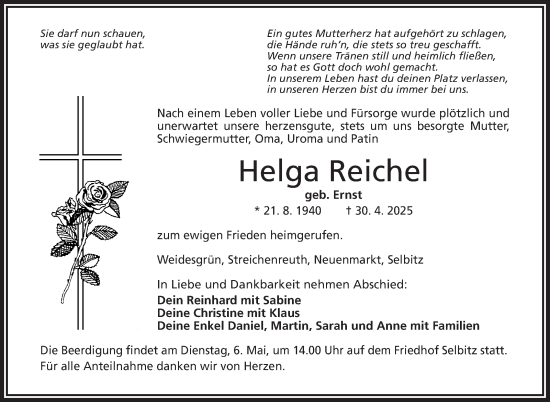 Traueranzeige von Helga Reichel von Frankenpost