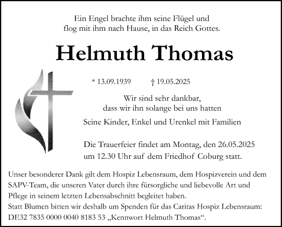 Traueranzeige von Helmuth Thomas von Neue Presse Coburg