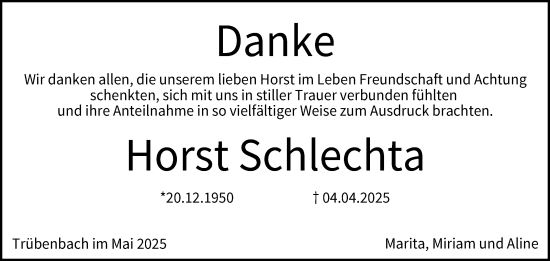 Traueranzeige von Horst Schlechta von Neue Presse Coburg