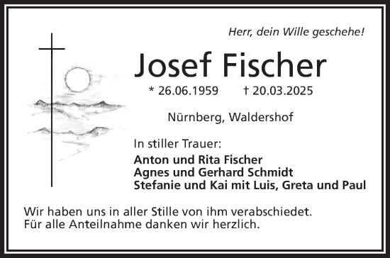 Traueranzeige von Josef Fischer von Frankenpost