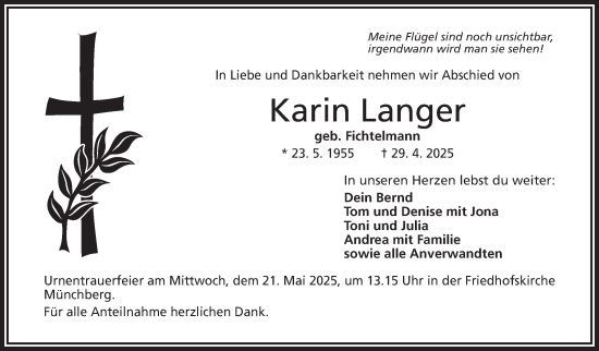 Traueranzeige von Karin Langer von Frankenpost