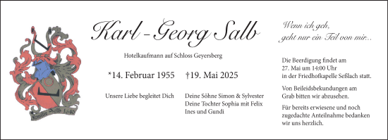Traueranzeige von Karl-Georg Salb von Neue Presse Coburg