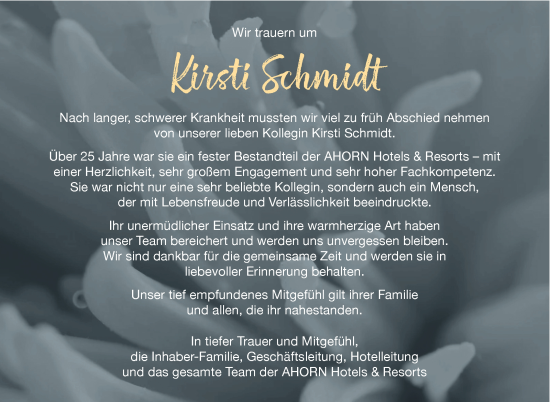 Traueranzeige von Kirsti Schmidt von Südthüringer Presse