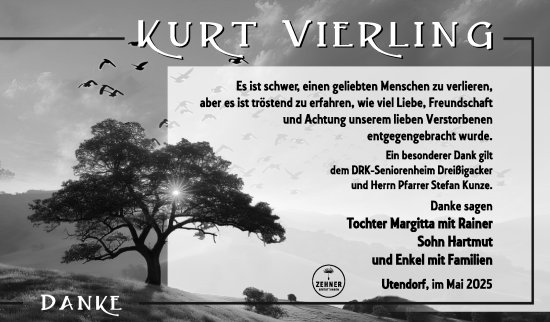 Traueranzeige von Kurt Vierling von Südthüringer Presse