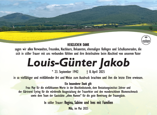 Traueranzeige von Louis-Günter Jakob von Südthüringer Presse