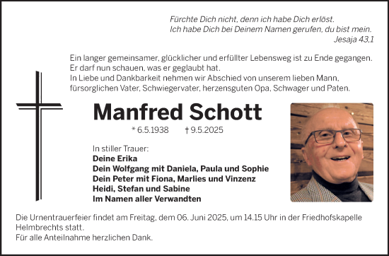 Traueranzeige von Manfred Schott von Frankenpost