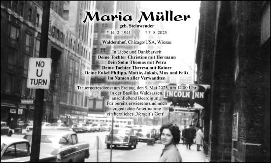 Traueranzeige von Maria Müller von Frankenpost