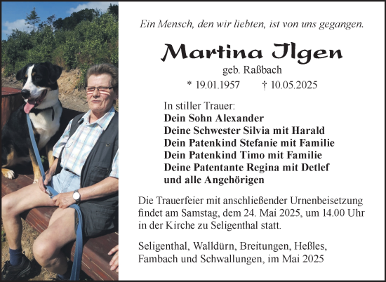 Traueranzeige von Martina Ilgen von Südthüringer Presse
