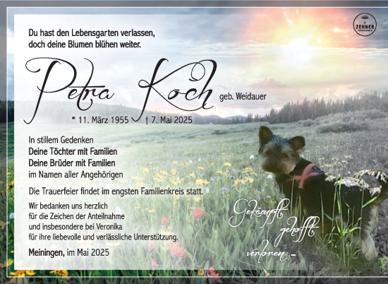 Traueranzeige von Petra Koch von Südthüringer Presse