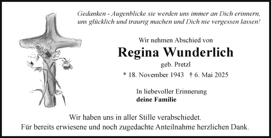 Traueranzeige von Regina Wunderlich von Frankenpost