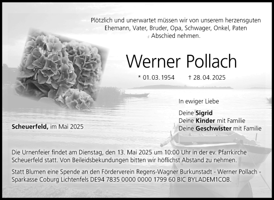 Traueranzeige von Werner Pollach von Neue Presse Coburg