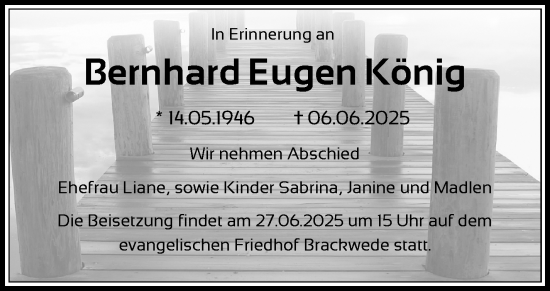 Traueranzeige von Bernhard König von Frankenpost