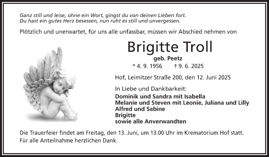 Traueranzeige von Brigitte Troll von Frankenpost