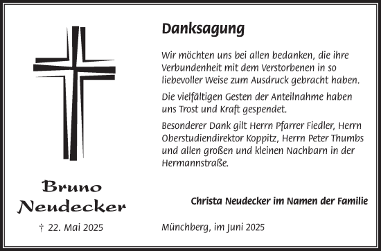 Traueranzeige von Bruno Neudecker von Frankenpost