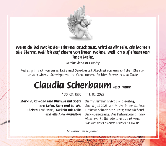 Traueranzeige von Claudia Scherbaum von Frankenpost