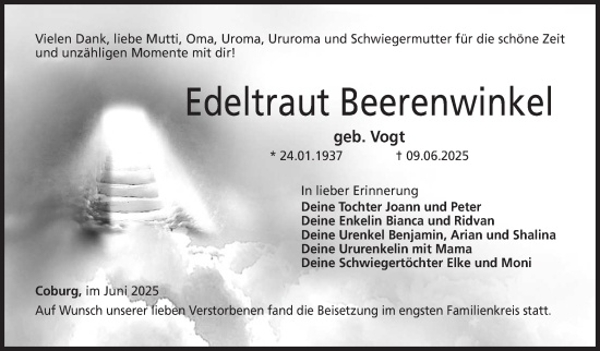 Traueranzeige von Edeltraud Beerenwinkel von Neue Presse Coburg