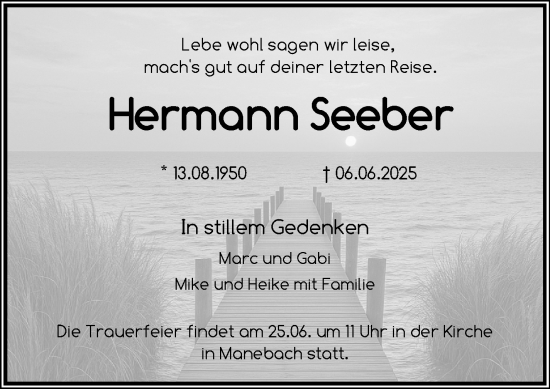 Traueranzeige von Hermann Seeber von Südthüringer Presse
