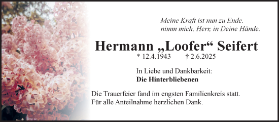Traueranzeige von Hermann Seifert von Frankenpost