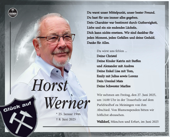 Traueranzeige von Horst Werner von Südthüringer Presse