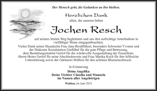 Traueranzeige von Jochen Resch von Südthüringer Presse