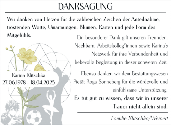 Traueranzeige von Karina Klitschka von Südthüringer Presse