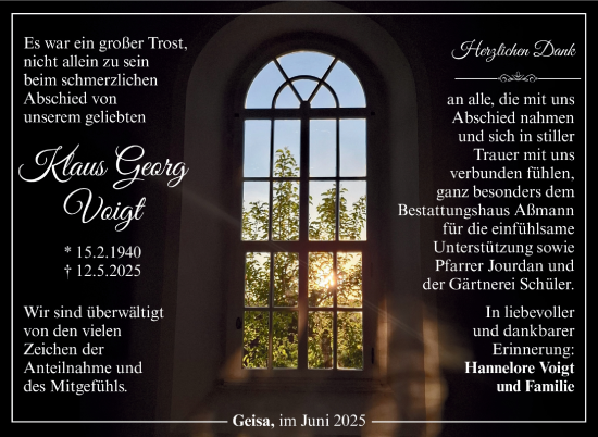 Traueranzeige von Klaus Georg Voigt von Südthüringer Presse