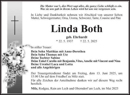 Traueranzeige von Linda Both von Südthüringer Presse