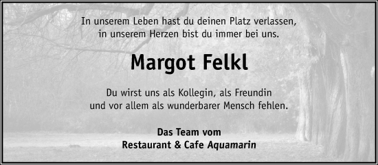 Traueranzeige von Margot Felkl von Frankenpost