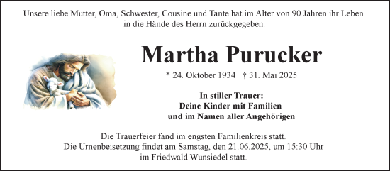 Traueranzeige von Martha Purucker von Frankenpost
