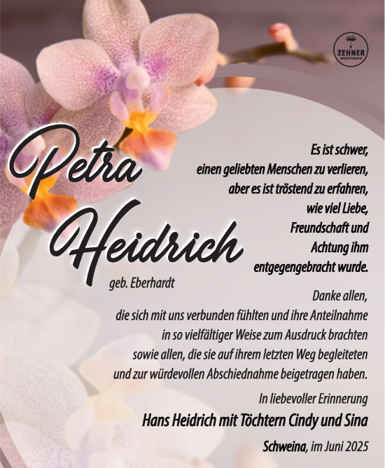 Traueranzeige von Petra Heidrich von Südthüringer Presse