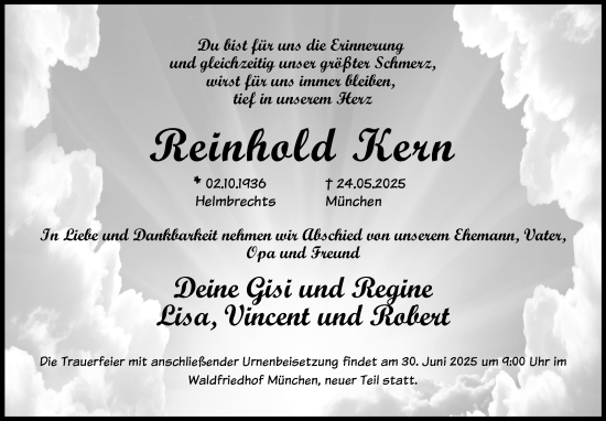 Traueranzeige von Reinhold Kern von Frankenpost