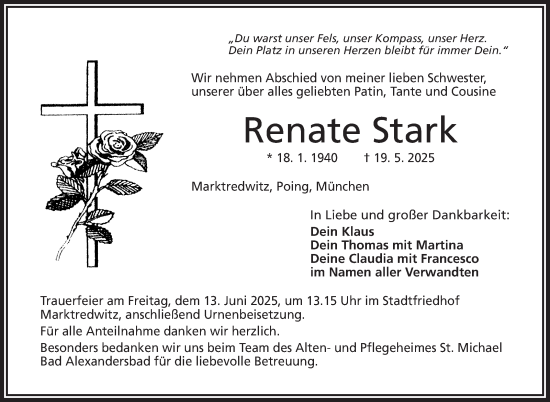 Traueranzeige von Renate Stark von Frankenpost