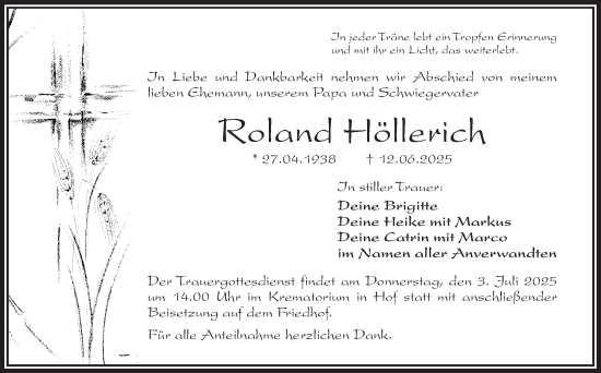 Traueranzeige von Roland Höllerich von Frankenpost