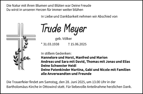 Traueranzeige von Trude Meyer von Neue Presse Coburg