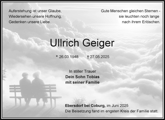 Traueranzeige von Ullrich Geiger von Neue Presse Coburg