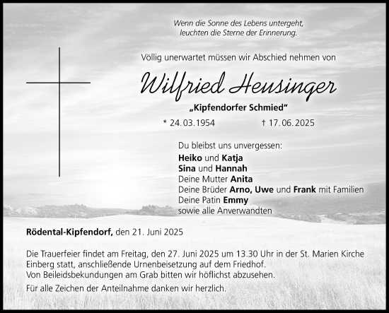 Traueranzeige von Wilfried Heusinger von Neue Presse Coburg