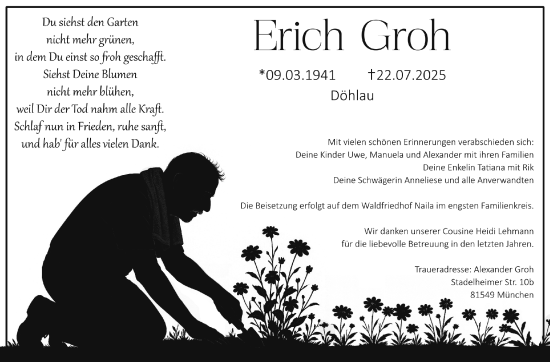 Traueranzeige von Erich Groh von Frankenpost