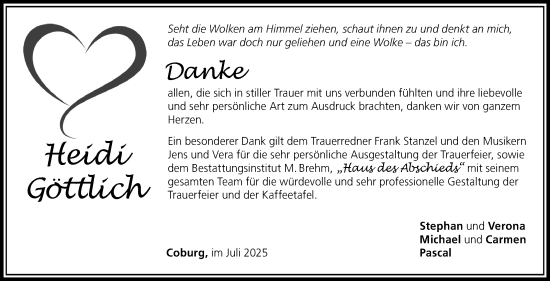 Traueranzeige von Heidi Göttlich von Neue Presse Coburg