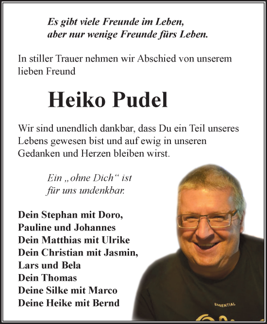 Traueranzeige von Heiko Pudel von Frankenpost