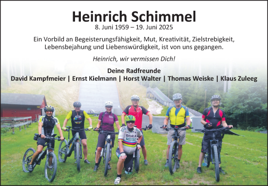 Traueranzeige von Heinrich Schimmel von Frankenpost