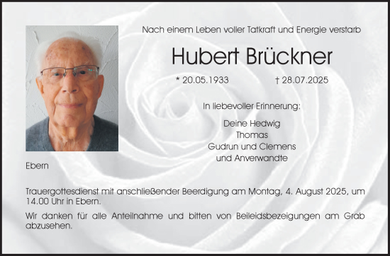 Traueranzeige von Hubert Brückner von Neue Presse Coburg