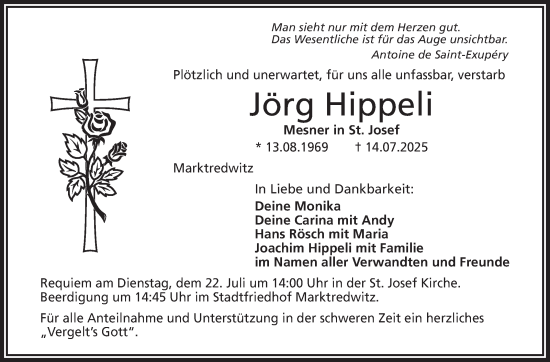 Traueranzeige von Jörg Hippeli von Südthüringer Presse
