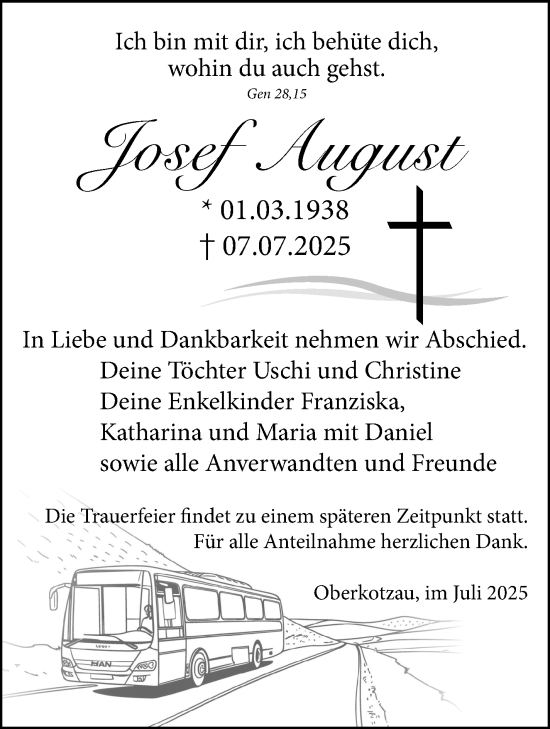 Traueranzeige von Josef August von Südthüringer Presse