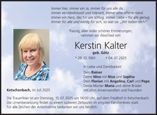 Traueranzeige von Kerstin Kalter von Neue Presse Coburg