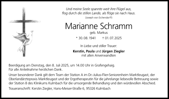Traueranzeige von Marianne Schramm von Frankenpost