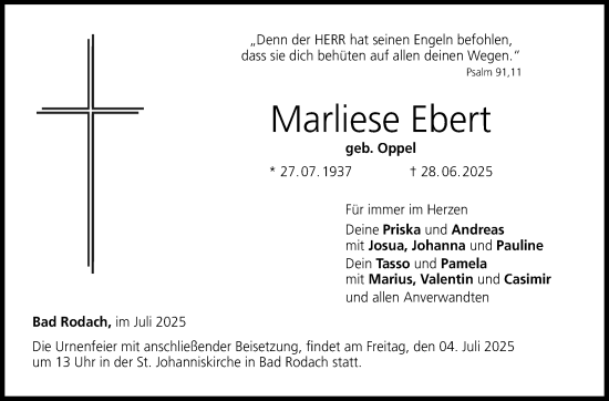 Traueranzeige von Marliese Ebert von Neue Presse Coburg