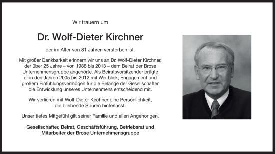 Traueranzeige von Wolf-Dieter Kirchner von Neue Presse Coburg