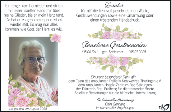 Traueranzeige von Anneliese Gerstenmeier von Südthüringer Presse