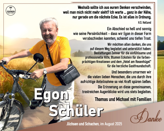 Traueranzeige von Egon Schüler von Südthüringer Presse